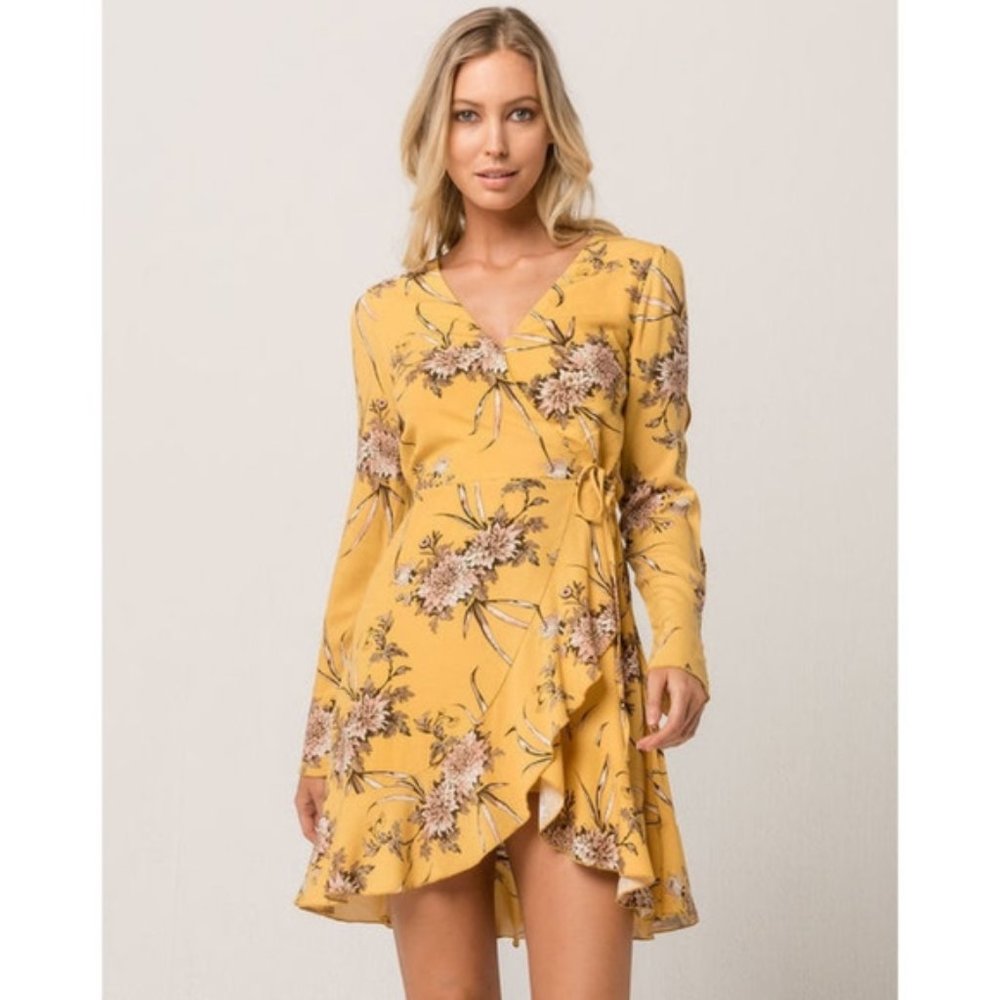 Nordstrom ~ Lira ~ Floral wrap dress ruffle yellow